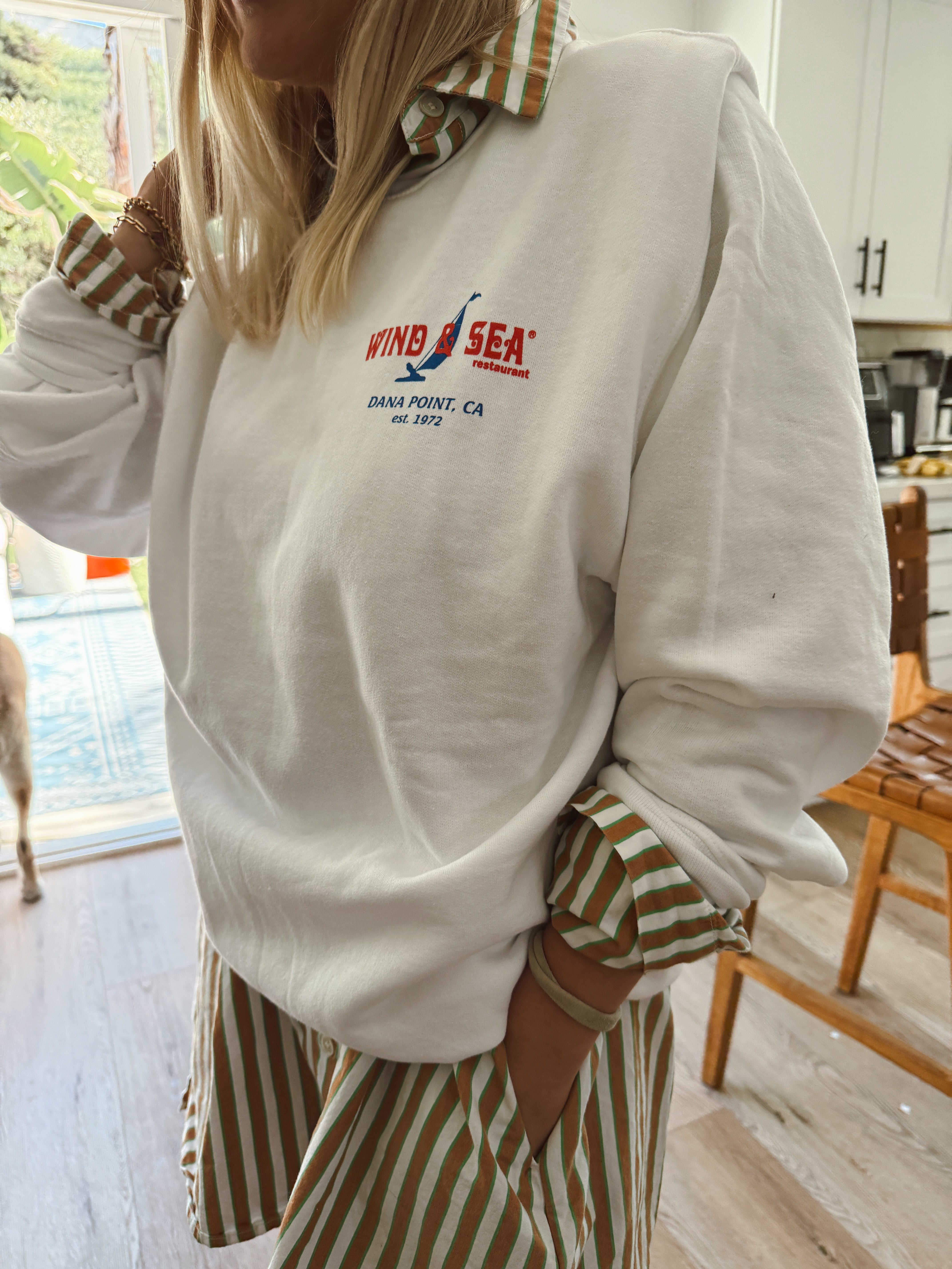 W&S White Crew Sweatshirt – Wind & Sea Restaurants, Inc.