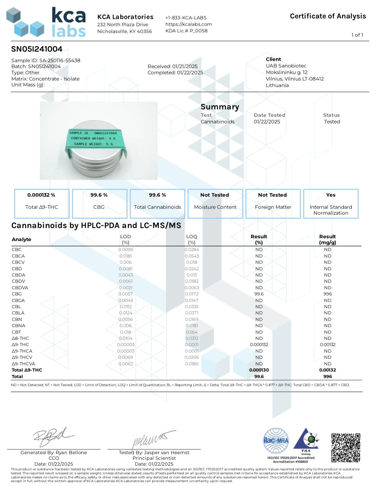 CBGアイソレート原料 ｜リキッド・オイル・エディブル加工用