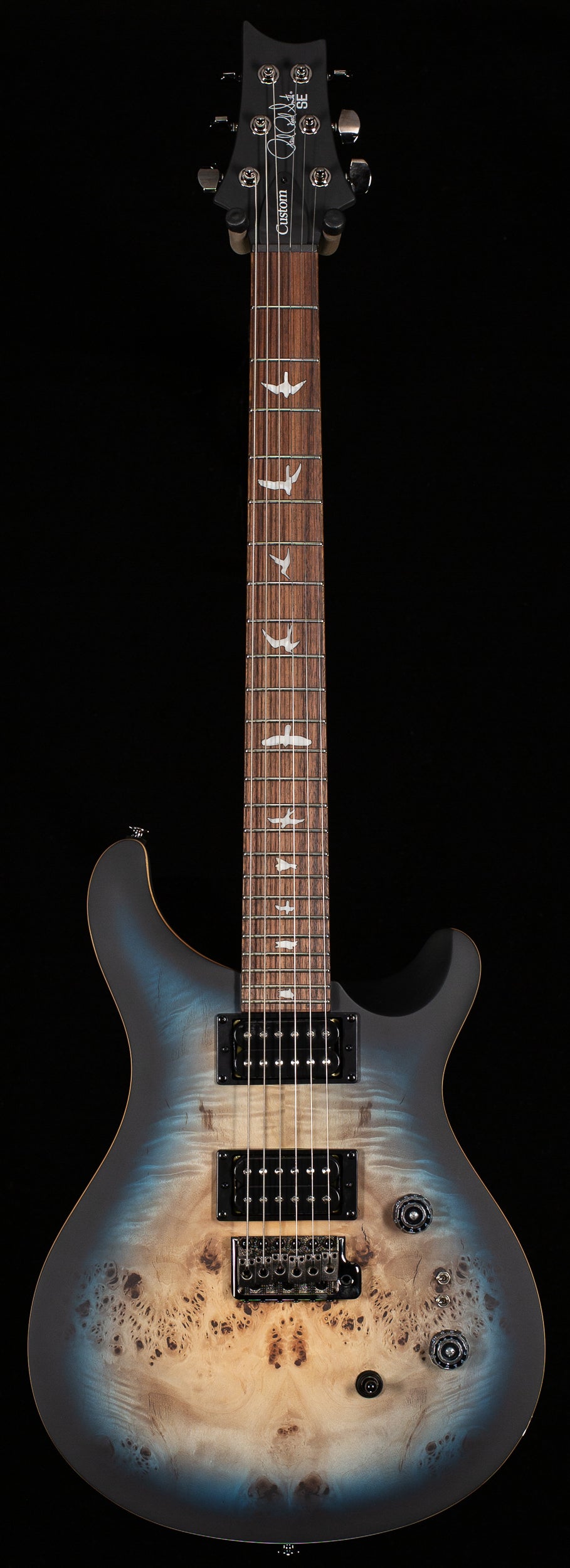 PRS SE Exotic Custom 24-08 Poplar Burl Lake Blue Midnight Burst