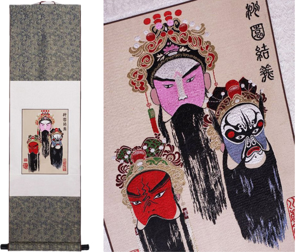 蜀錦 三国志掛け軸 桃園の誓い 劉備・関羽・張飛 19800円【ワールド