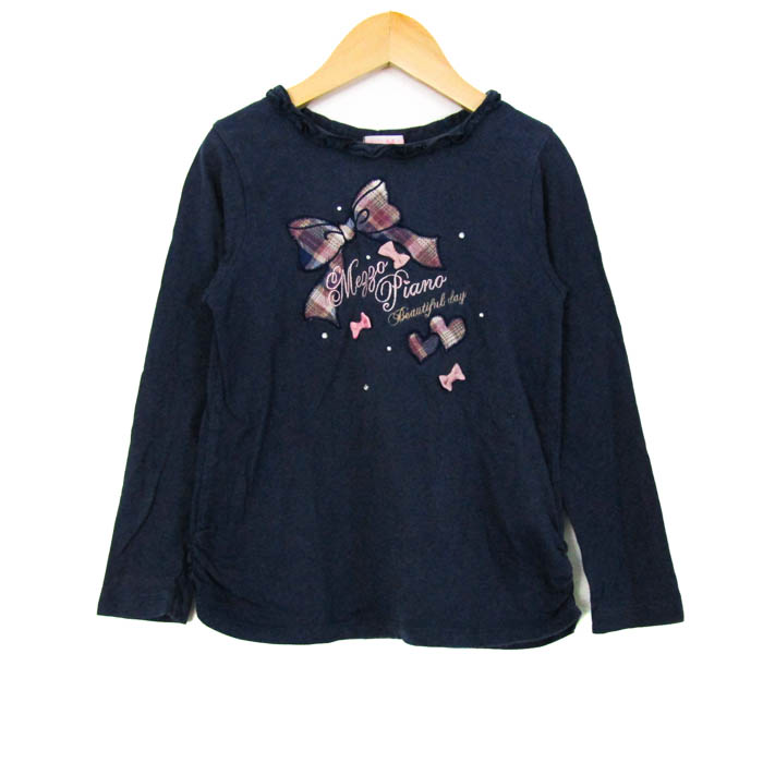 メゾピアノ 長袖Tシャツ トップス リボン フリル キッズ 女の子用 130