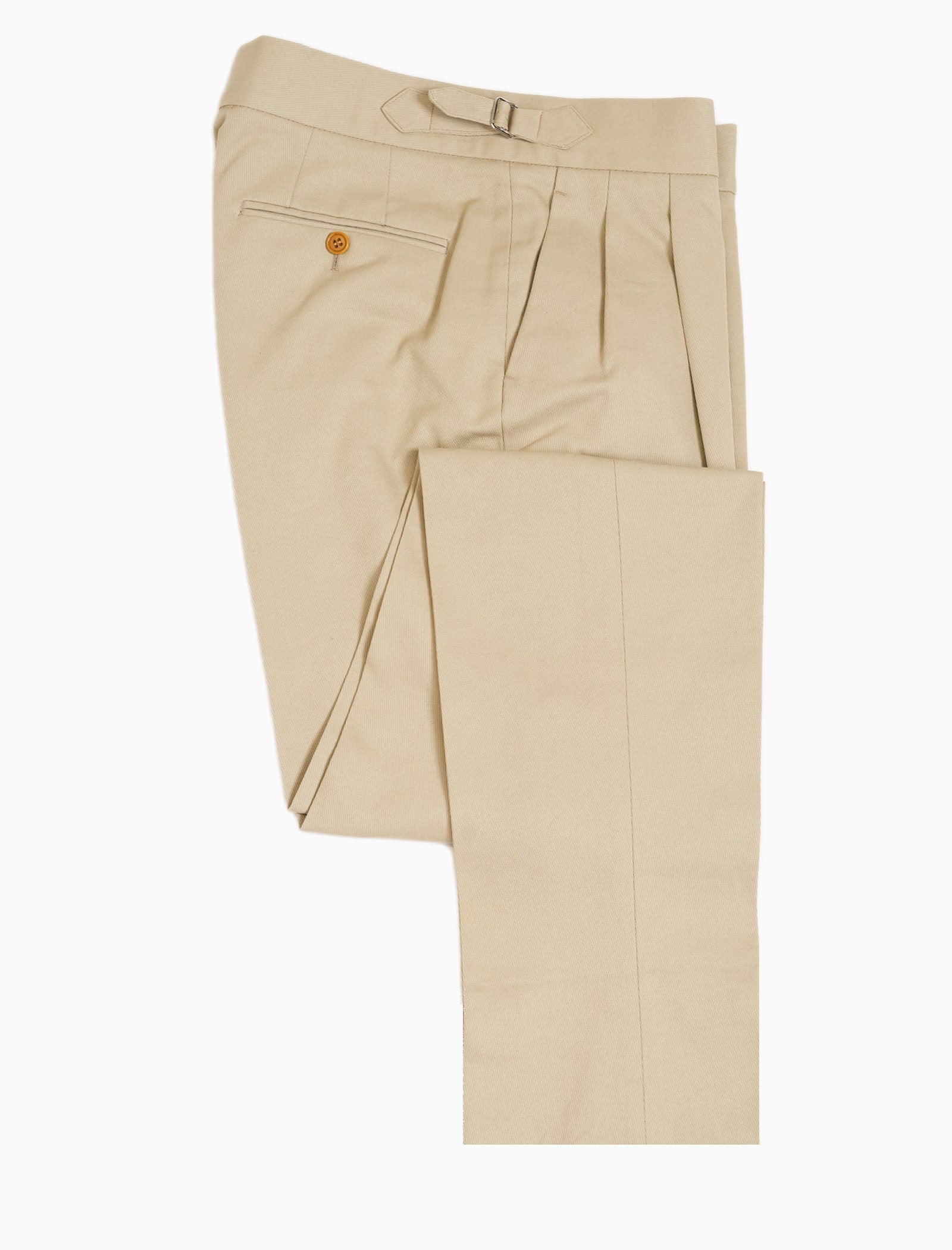 Men's Beige Cavalry Twill Cotton High Waisted Trousers - 40 Colori