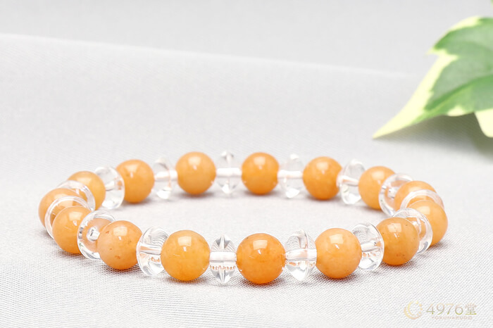 オレンジアベンチュリン ブレスレット 水晶ボタン交互 ｜ 天然石通販の