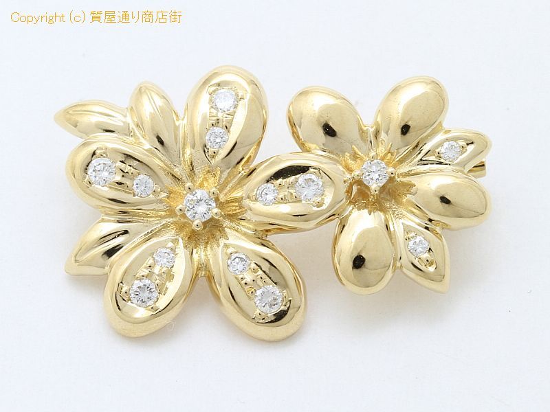 Mioya ！K18 豪華 ダイヤモンド 花びらモチーフ ブローチ Mioya ！K18
