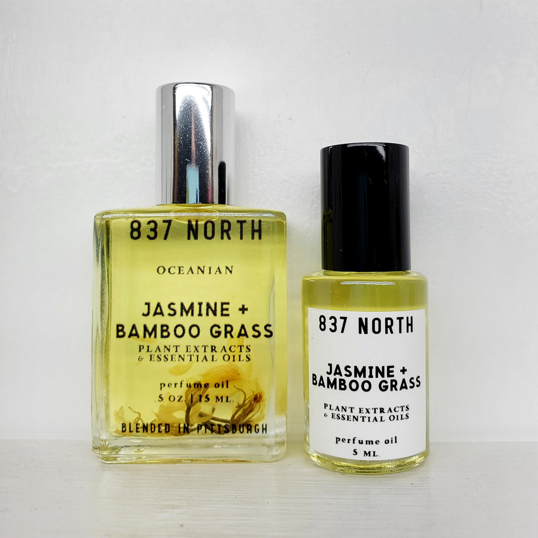Jasmine + Bamboo Grass, 15 ml. Unisex Jasmine-Infused Perfume Oil