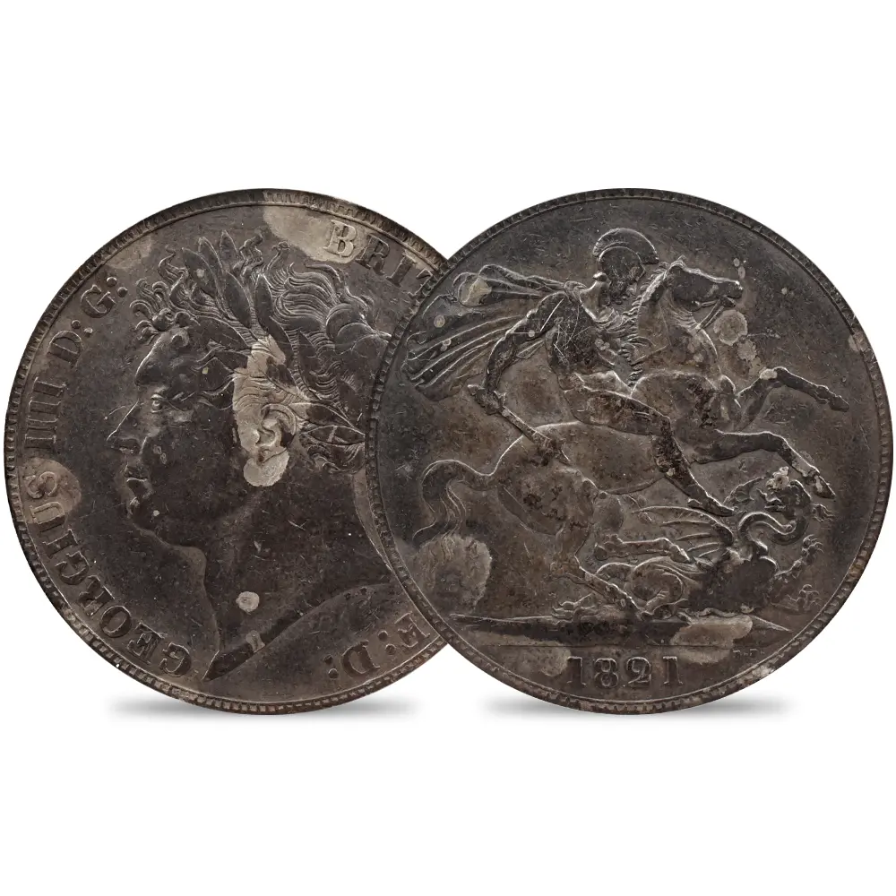 1821 ジョージ4世 聖ジョージ竜退治 クラウン銀貨 PCGS Genuine