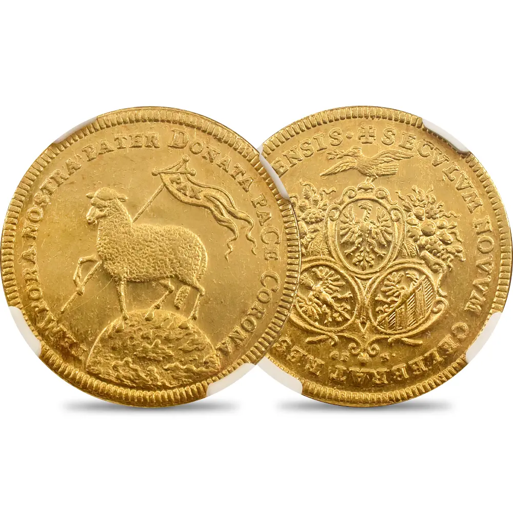ドイツ ニュルンベルク 1700 神の子羊 2ダカット金貨 NGC MS61 FR-1882