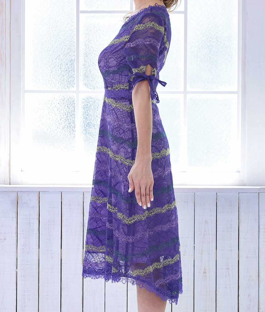パープル総レースAラインドレス/山崎みどり - カラードレス