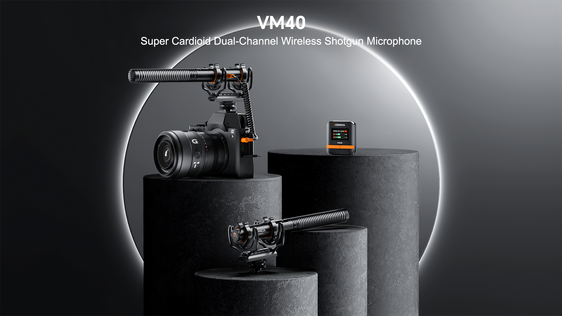 Super Cardioid Dual-Channel Wireless Shotgun Microphone,VM40
