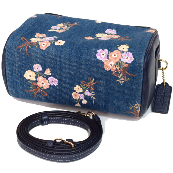 COACH ショルダーバッグ 花 フラワー チェーンショルダー デニム COACH