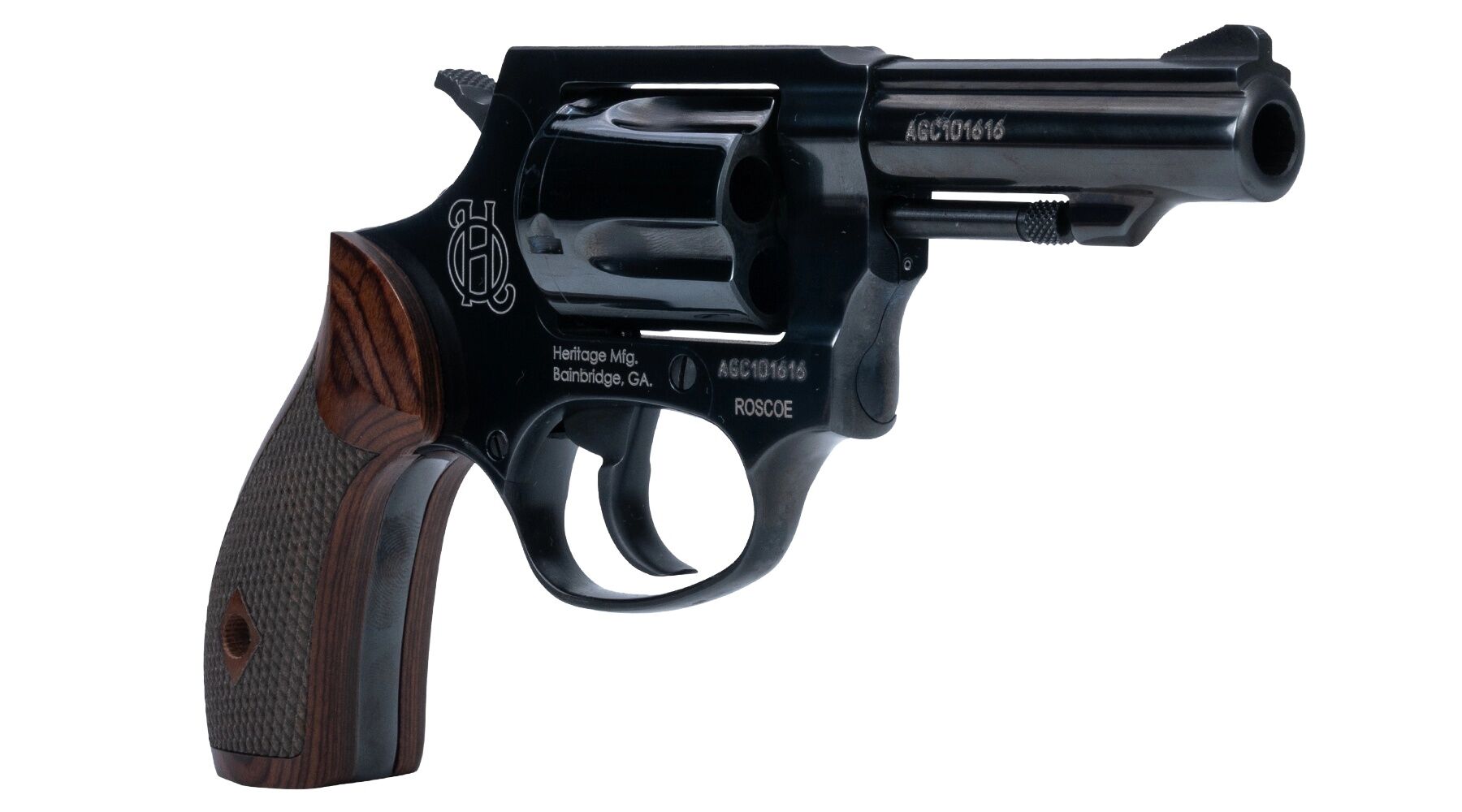 Heritage Roscoe .38 Special 3-In Wood Engraved US Flag Revolver, 5