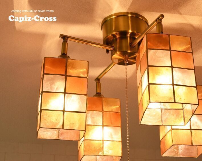 プルスイッチ】ゴールドフレームのシーリングスポットライト / カピス