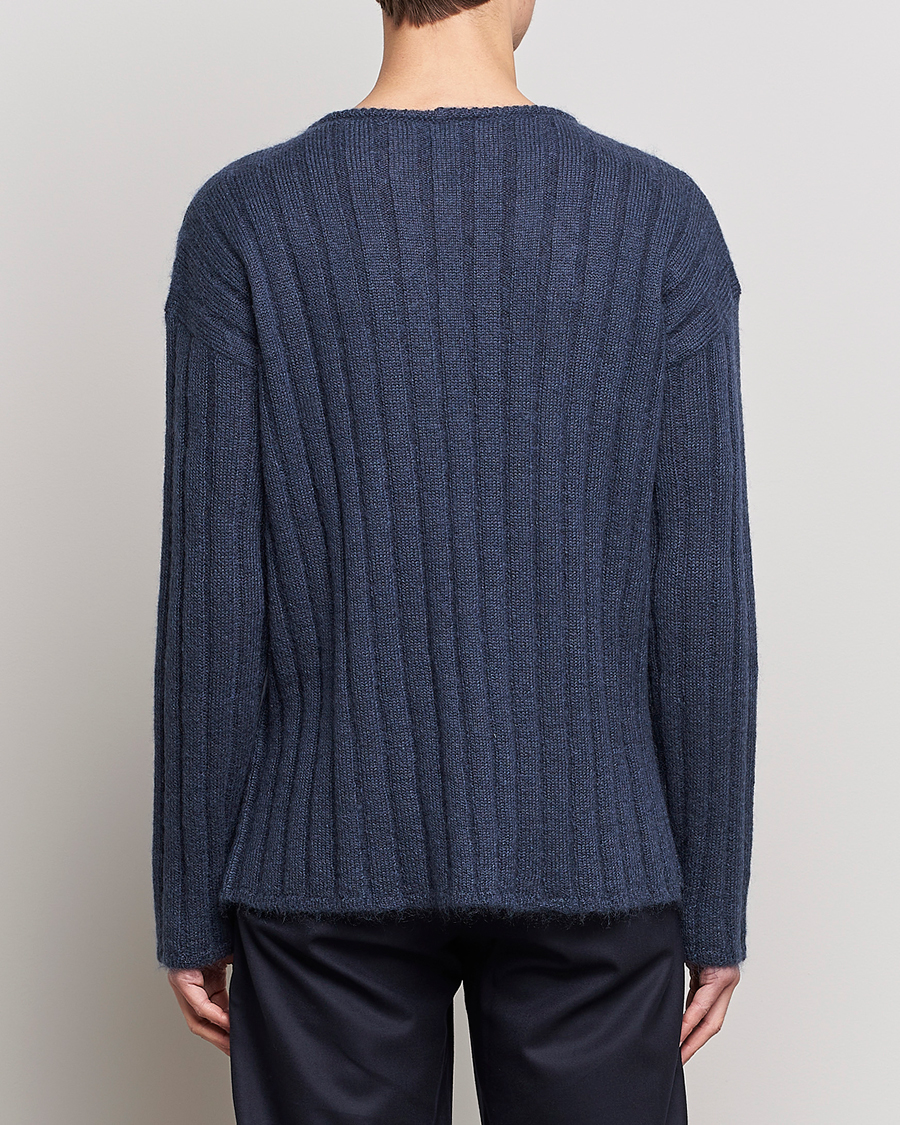 Giorgio Armani Rib Stitch Mohair Sweater Navy at CareOfCarl.com