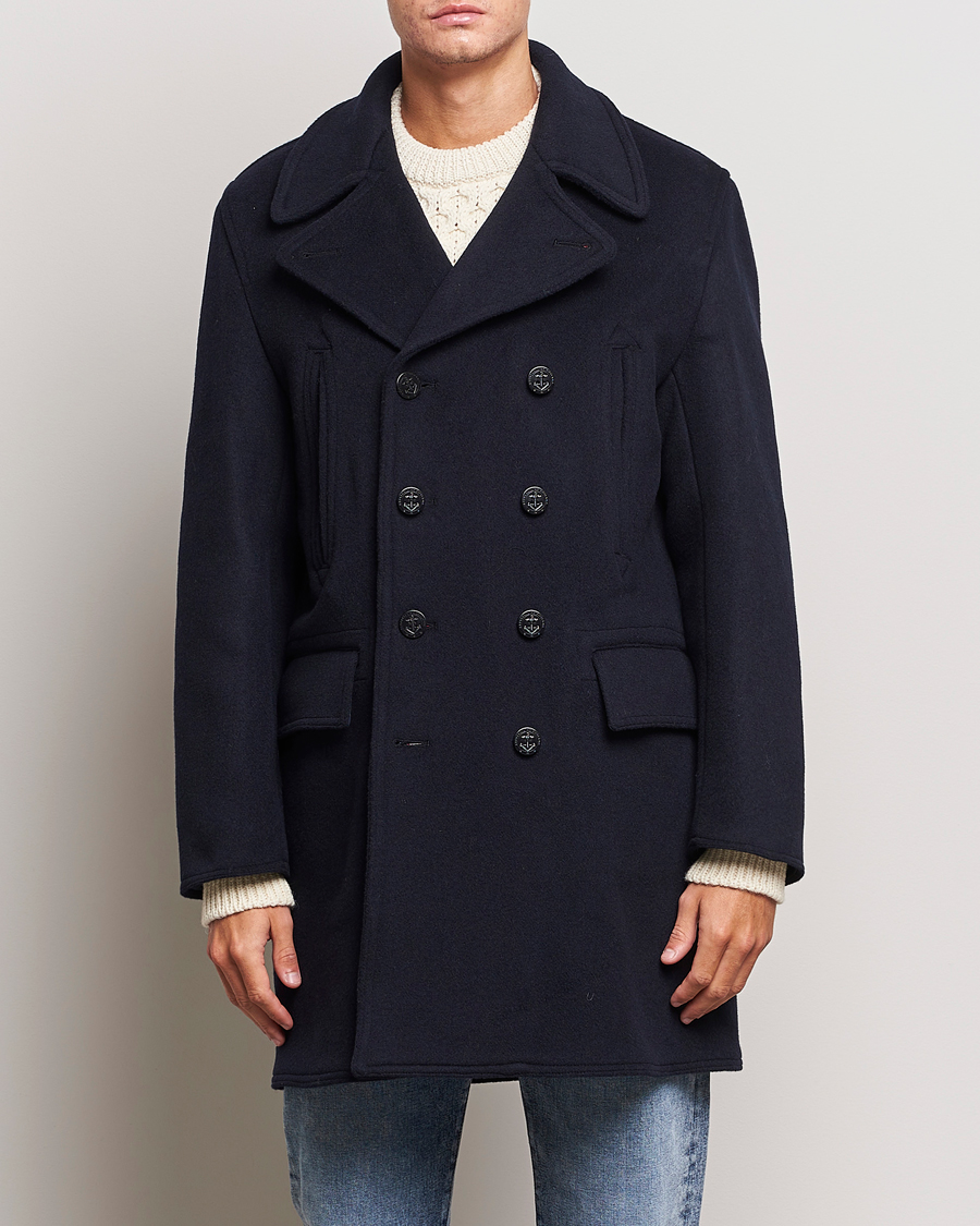 Gloverall Churchill Long Reefer Peacoat Navy Royal at CareOfCarl.com
