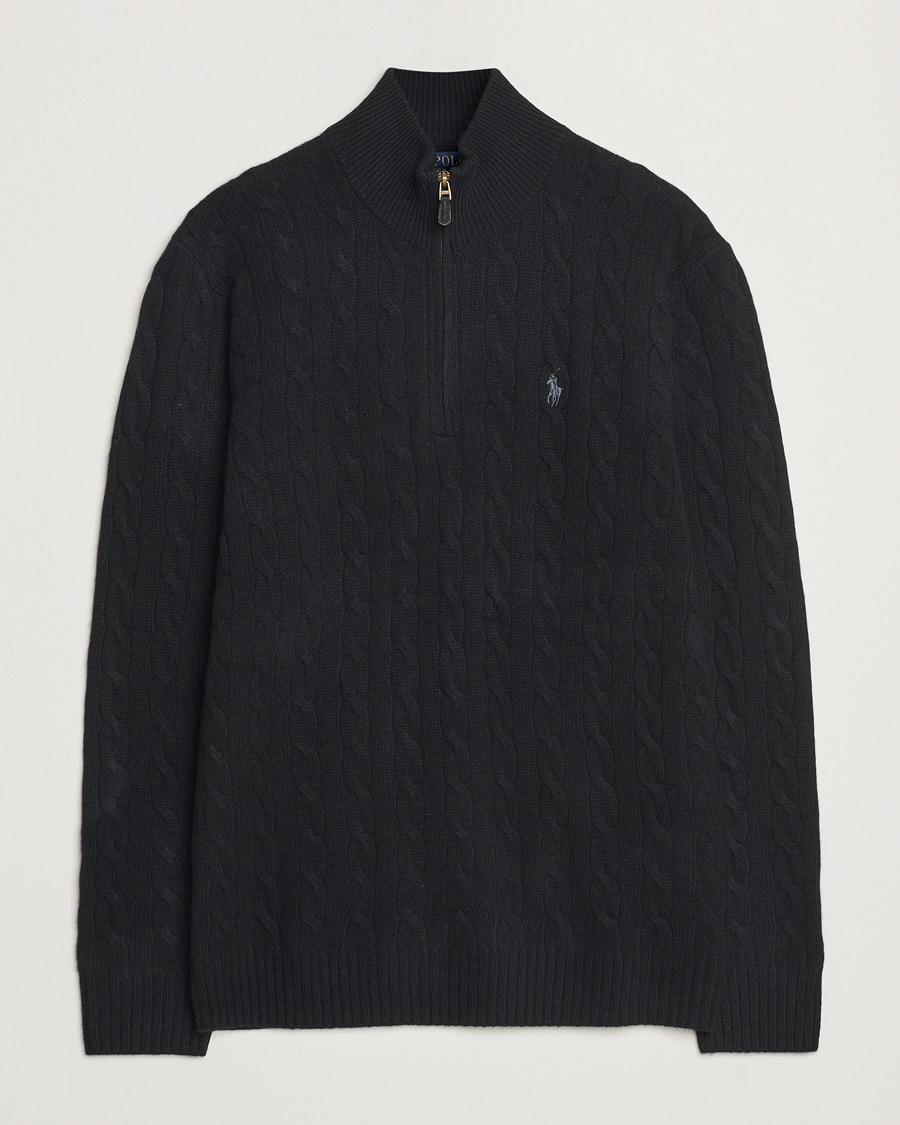 Polo Ralph Lauren Wool/Cashmere Cable Half Zip Polo Black at