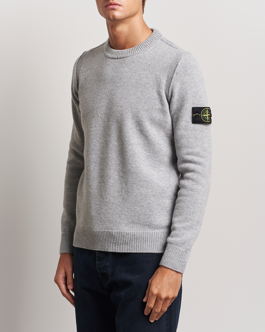 Stone Island Knitted Lambwool Sweater Melange Grey | Man