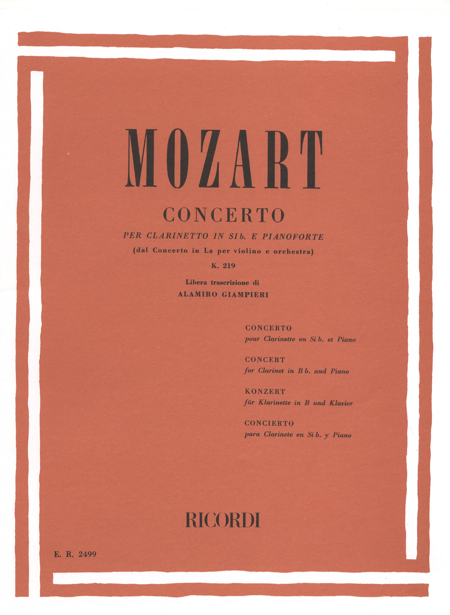 Mozart: Violin Concerto No. 5, K. 219 arranged for Clarinet