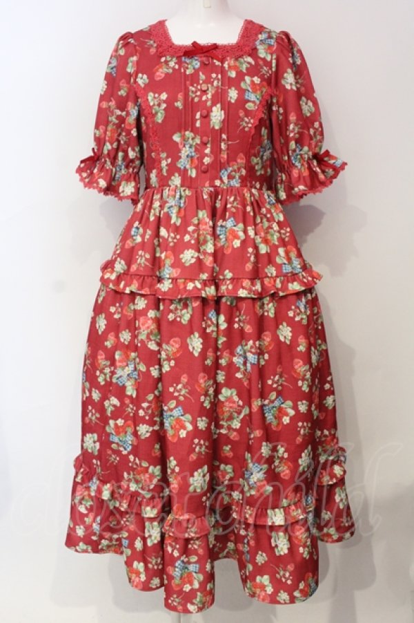 axes femme Kawaii / クラシックベリーワンピース M アカ O-25-06-12