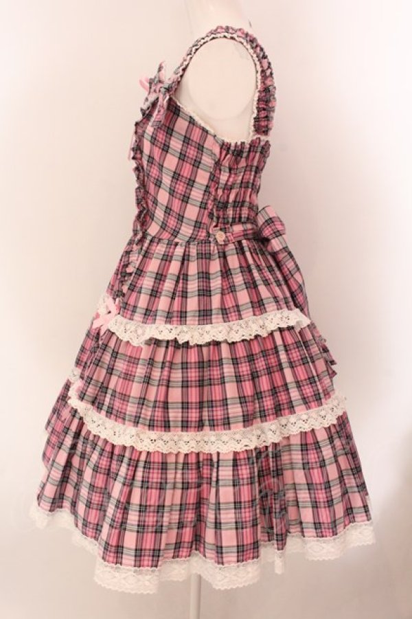 Angelic Pretty / タータンチェック 肩リボンジャンパースカート