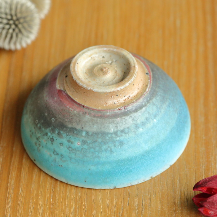 山田想 青ぐい吞み平型 常滑焼酒器 作家もの酒盃 登り窯焼成 桐箱