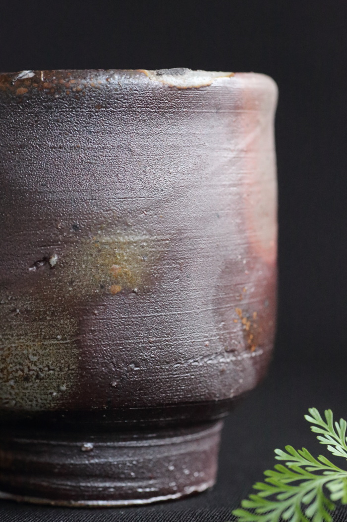 藤原啓 備前湯呑 備前焼 重要無形文化財 人間国宝 桐箱 登窯焼成 満