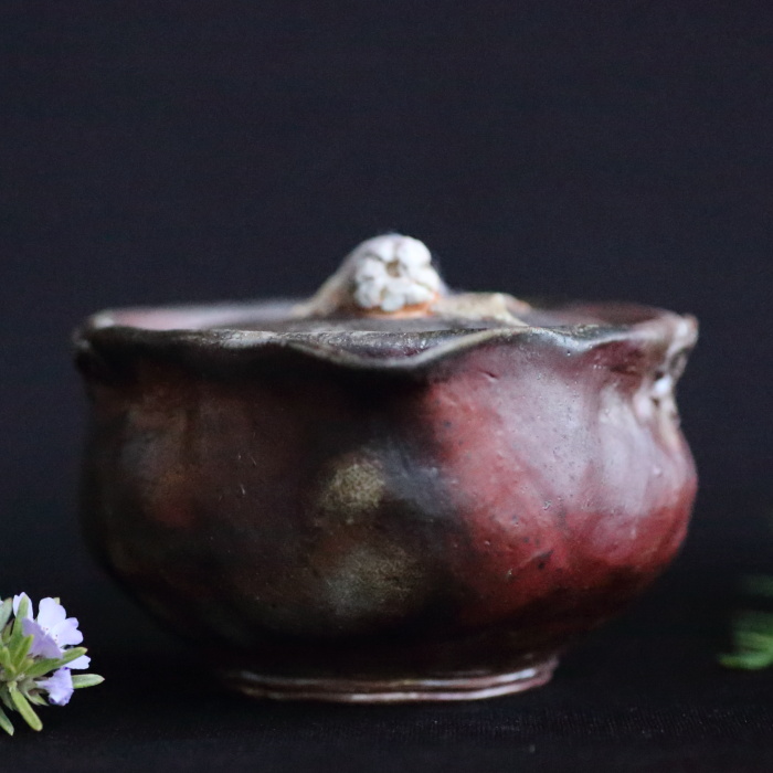 73.備前焼 宝瓶 登り窯 白梅 はくばい 六角 手びねり 急須 73.備前焼