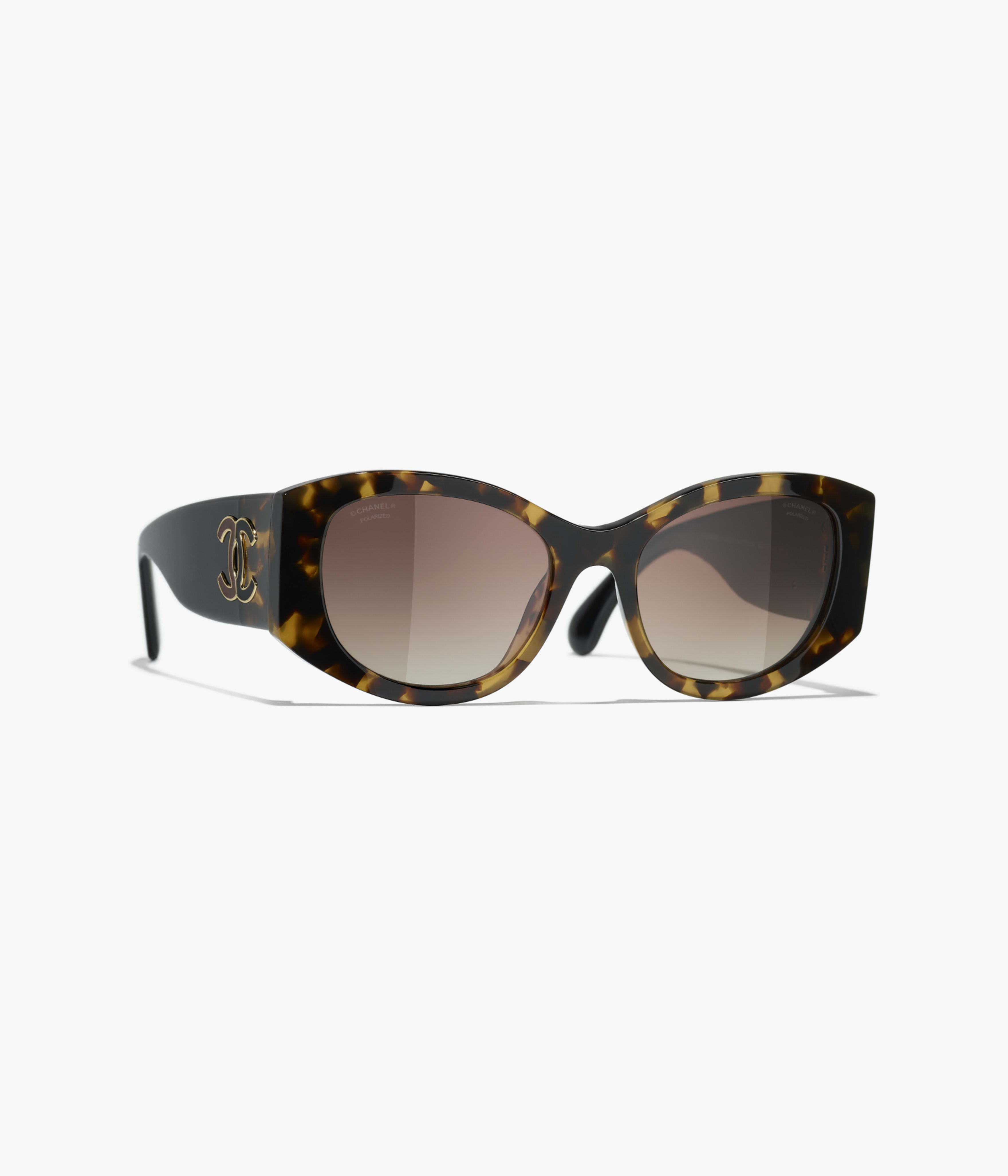 CHANEL Sunglasses: Oval Sunglasses, acetate, metal & silk