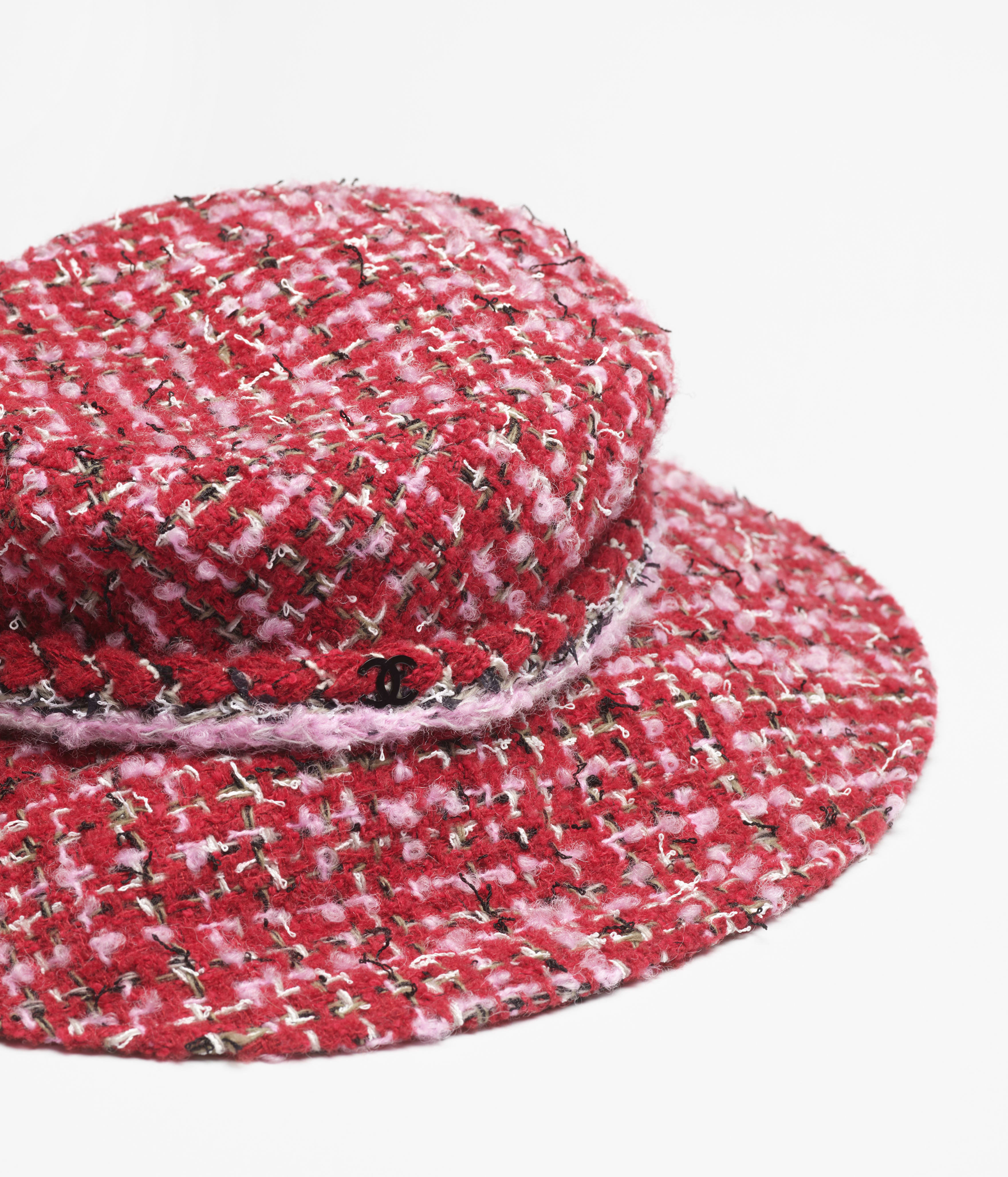 ハット - ツイード、レッド、ピンク & ブラック — ファッション