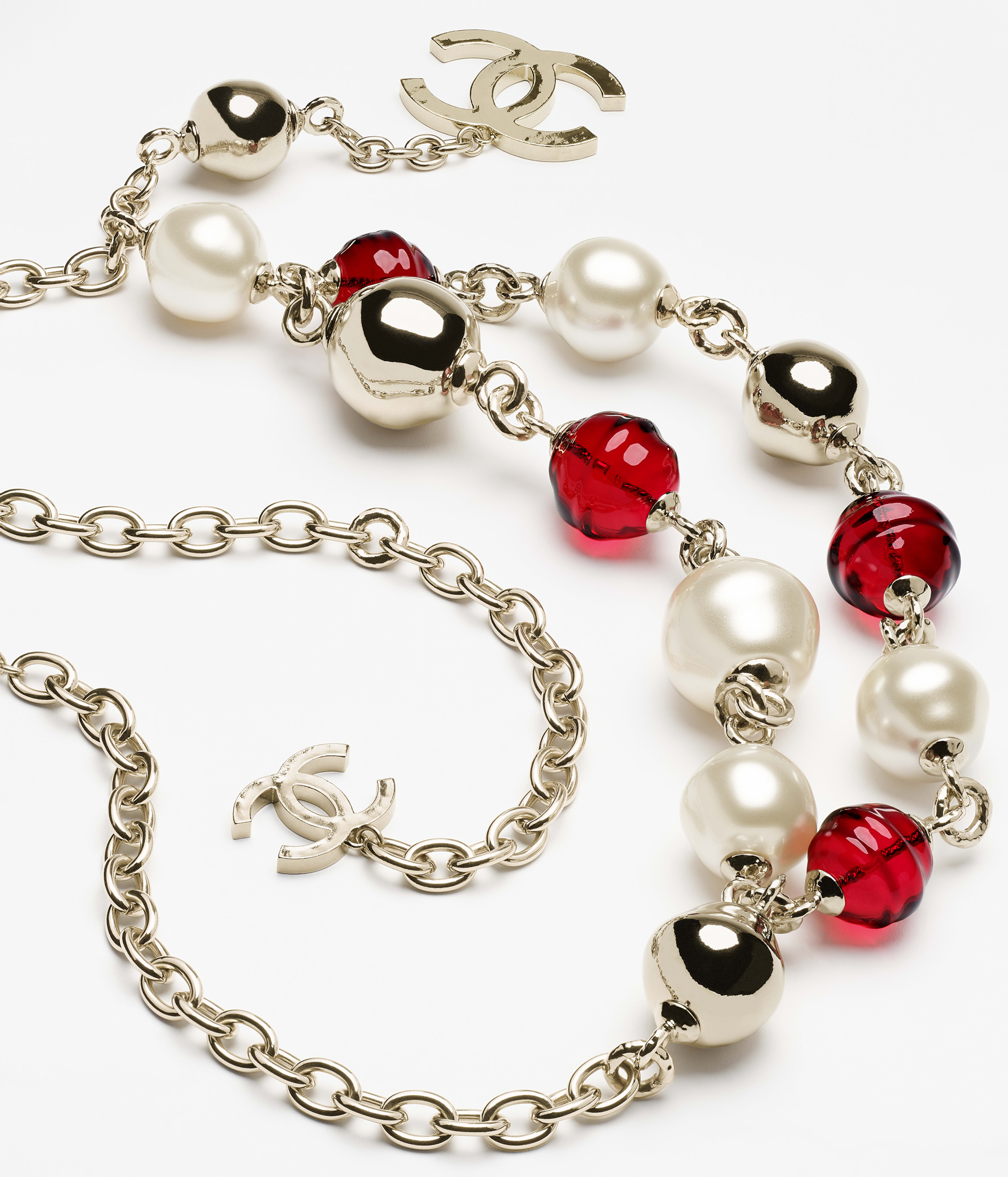 チェーンベルト - メタル & コスチューム パール、ゴールド、ホワイト