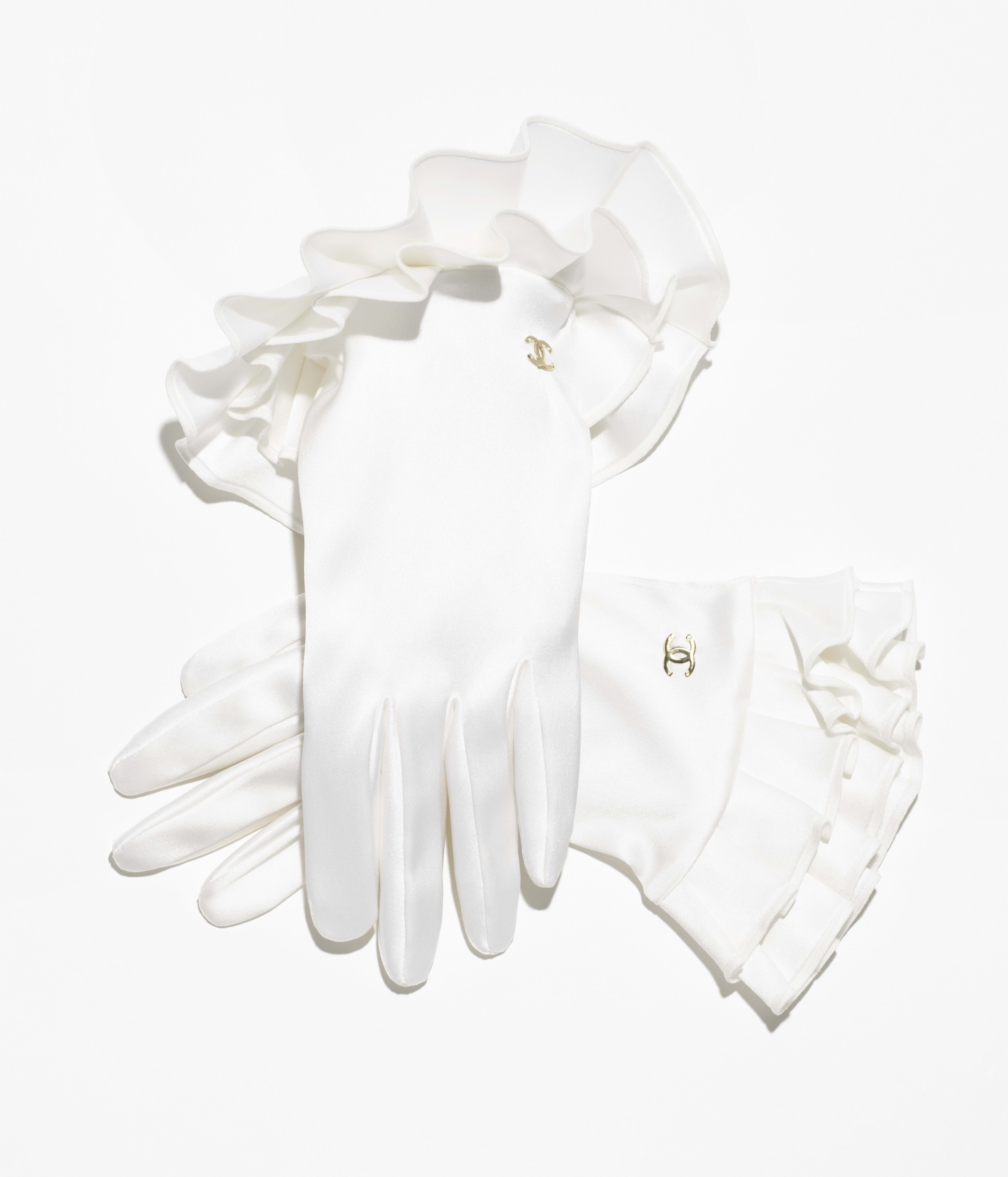 グローブ - シルク サテン、ホワイト — ファッション | CHANEL シャネル