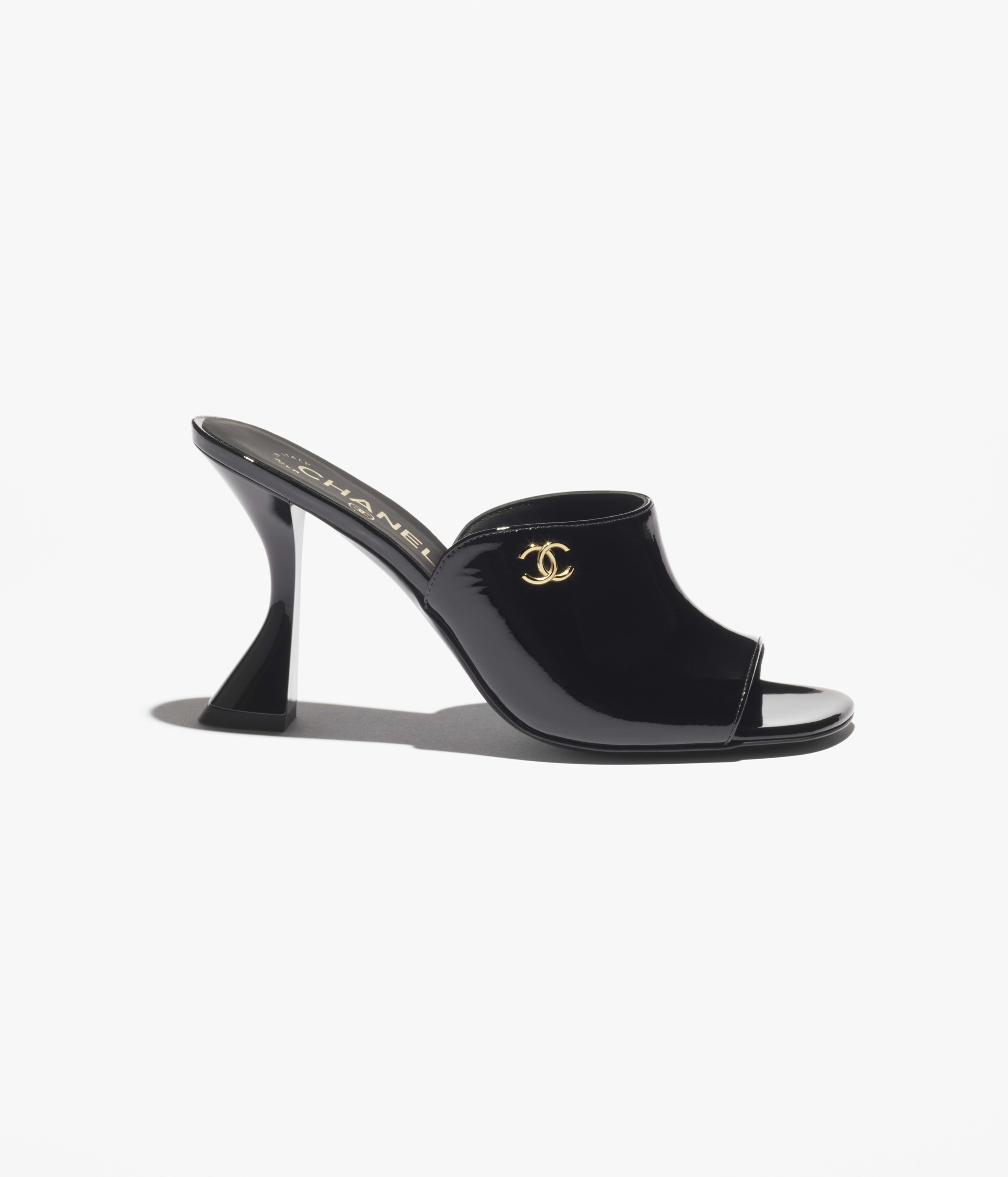 Mules - Patent calfskin, black — Fashion | CHANEL