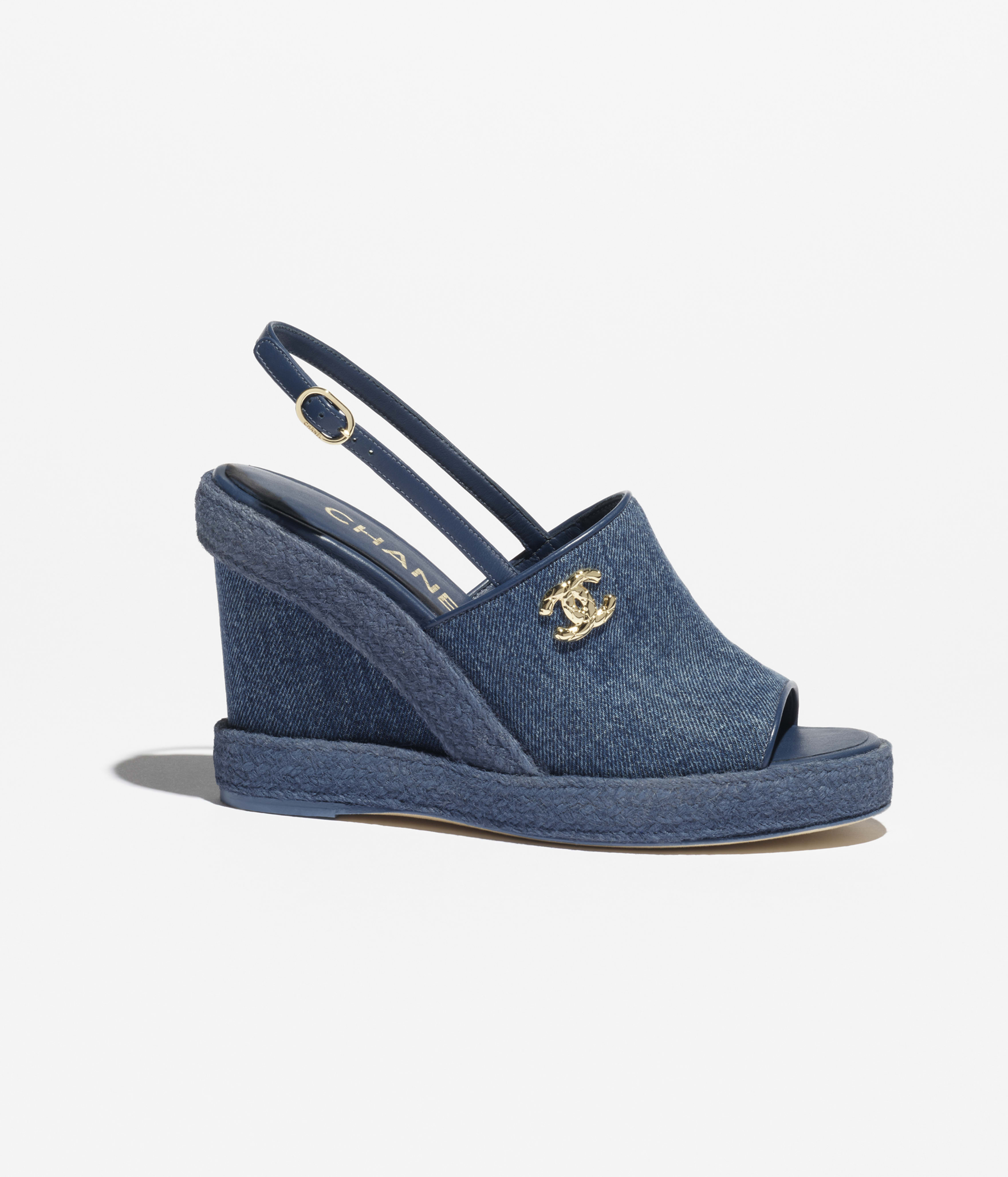 Sandals - Washed denim, blue — Fashion | CHANEL