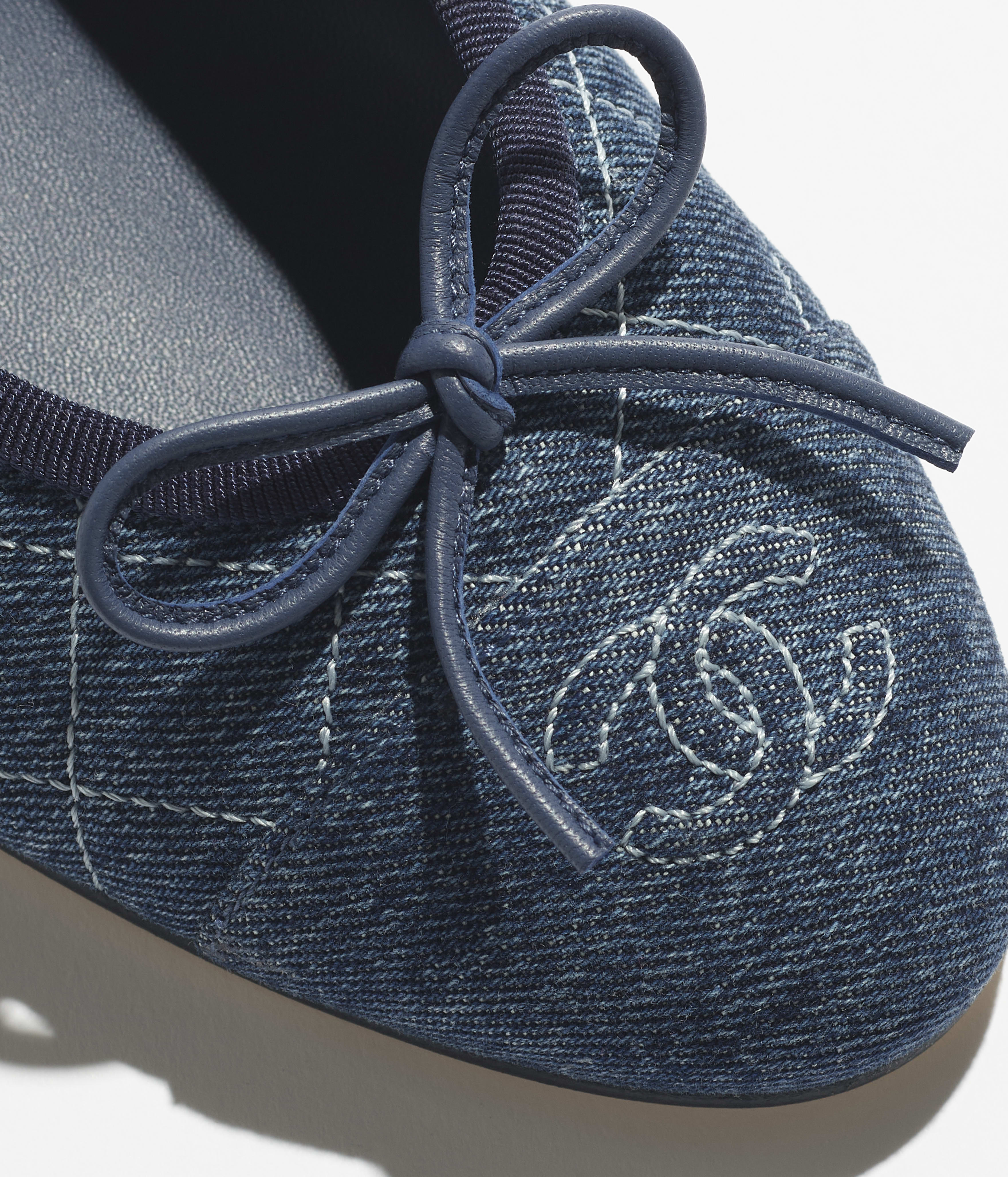 Ballet flats - Washed denim, blue — Fashion | CHANEL
