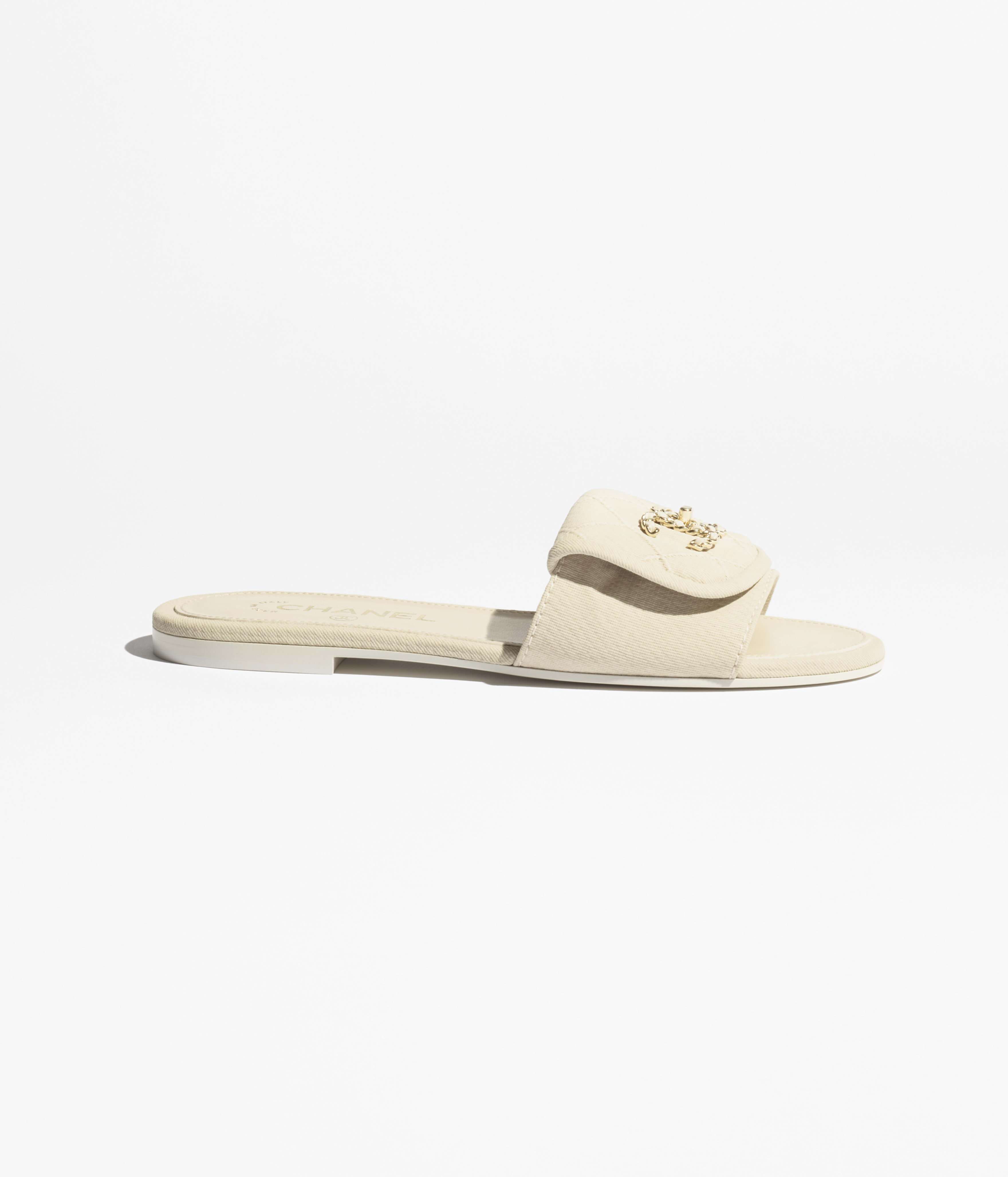 ミュール - コットン、ベージュ — ファッション | CHANEL シャネル