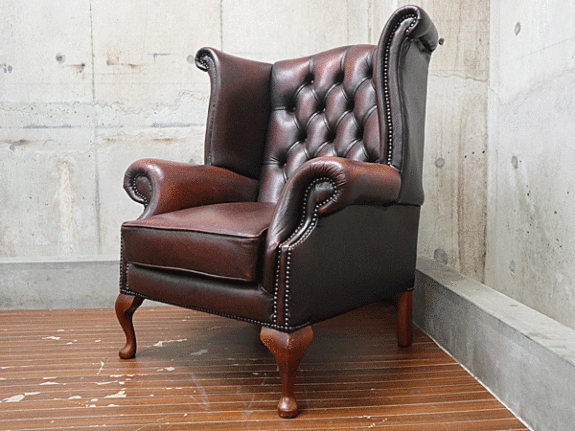CHESTERFIELD】総革 チェスターフィールド ウィングバックチェア 1人