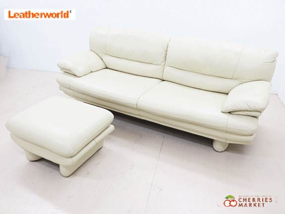 IDC大塚家具】Leatherworld レザーワールド 高級本革 3人掛けソファ
