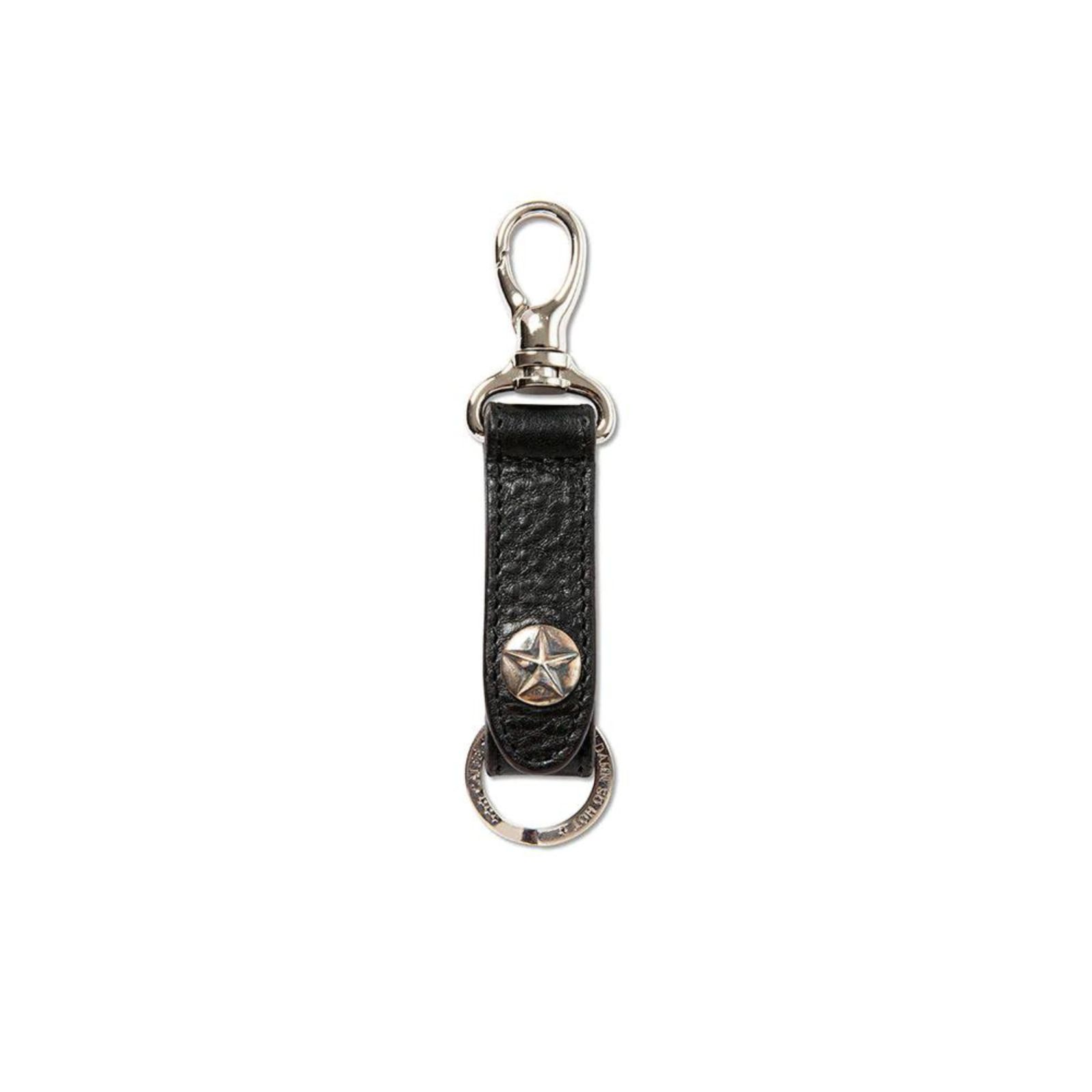 CALEE - SILVER STAR CONCHO LEATHER KEY RING (BLACK) / シルバー