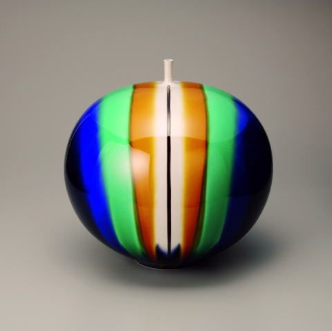 三代徳田八十吉《耀彩線文壺》