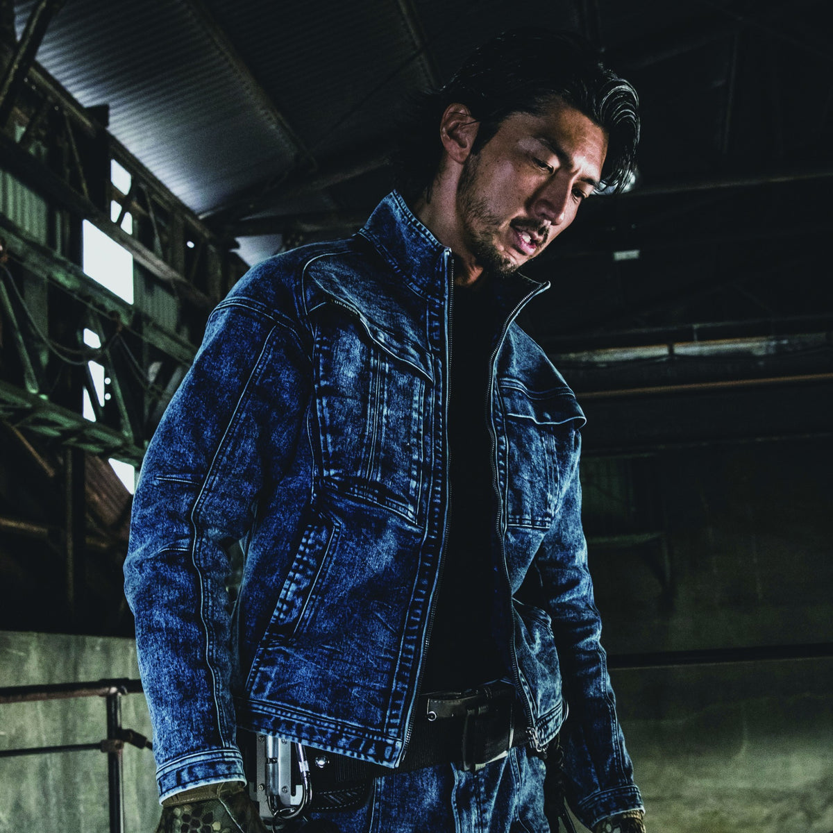 寅壱 8922-124 デニム ストレッチ ワークジャケット ケミカル