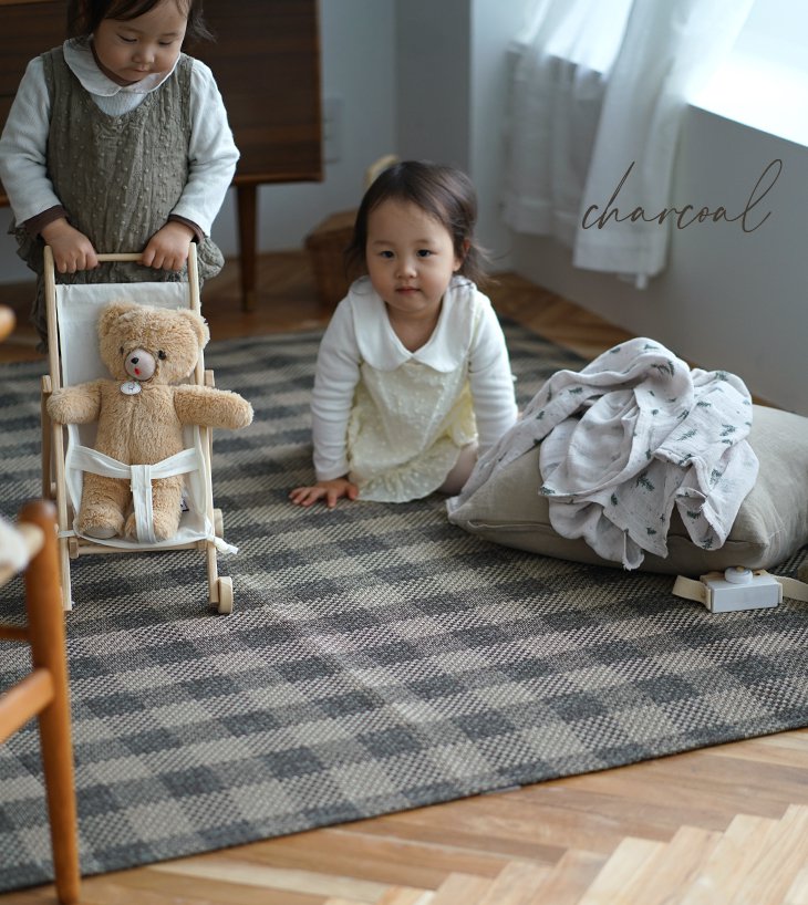 洗える 軽量ラグ ブロックチェック (130×185cm) | cucan ネットショップ