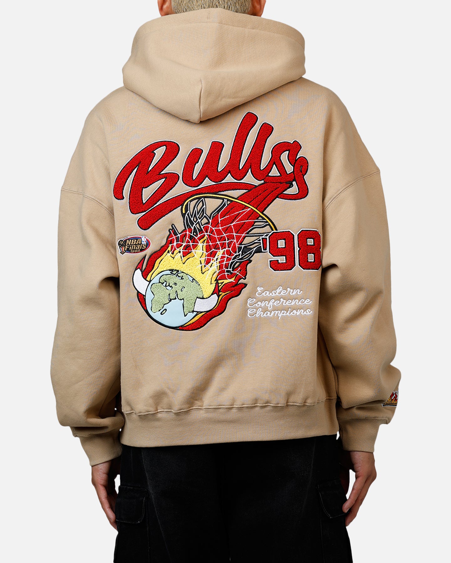 Mitchell & Ness Chicago Bulls Fireball Hoodie Tan | Culture Kings US