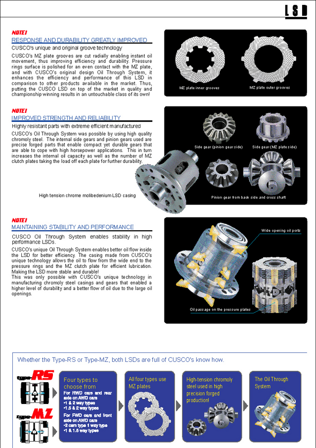 CUSCO LSD typeRS / typeMZ Catalog English page CUSCO