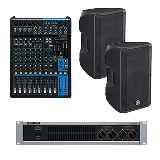 オーディオミキサー MG12XU+パワーアンプ XM4180+スピーカー CBR12