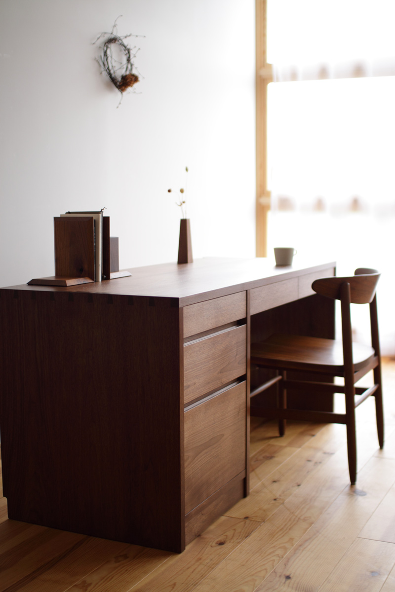 オーク無垢材 片袖書斎デスク 木良久 フランダースの家具やさん 幅