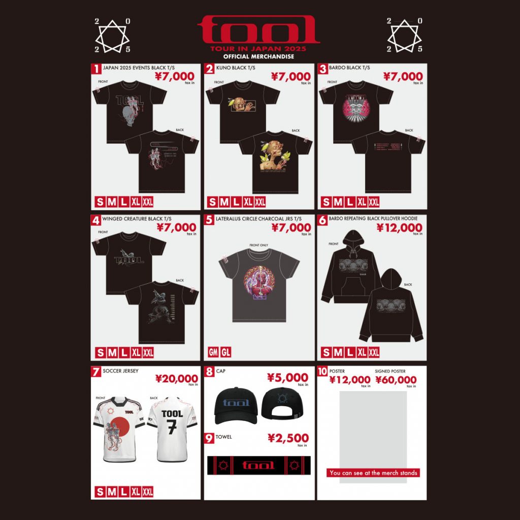 TOOLツアーグッズ情報を公開！ - CREATIVEMAN PRODUCTIONS