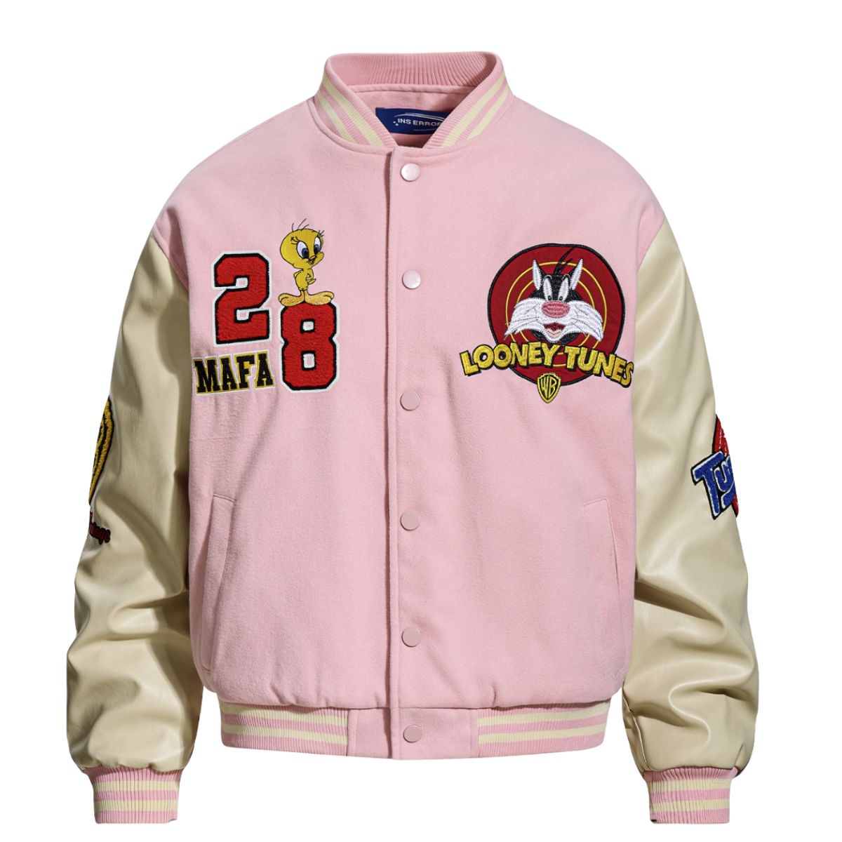 Unisex Looney tunes tweety leather stadium jacket baseball uniform