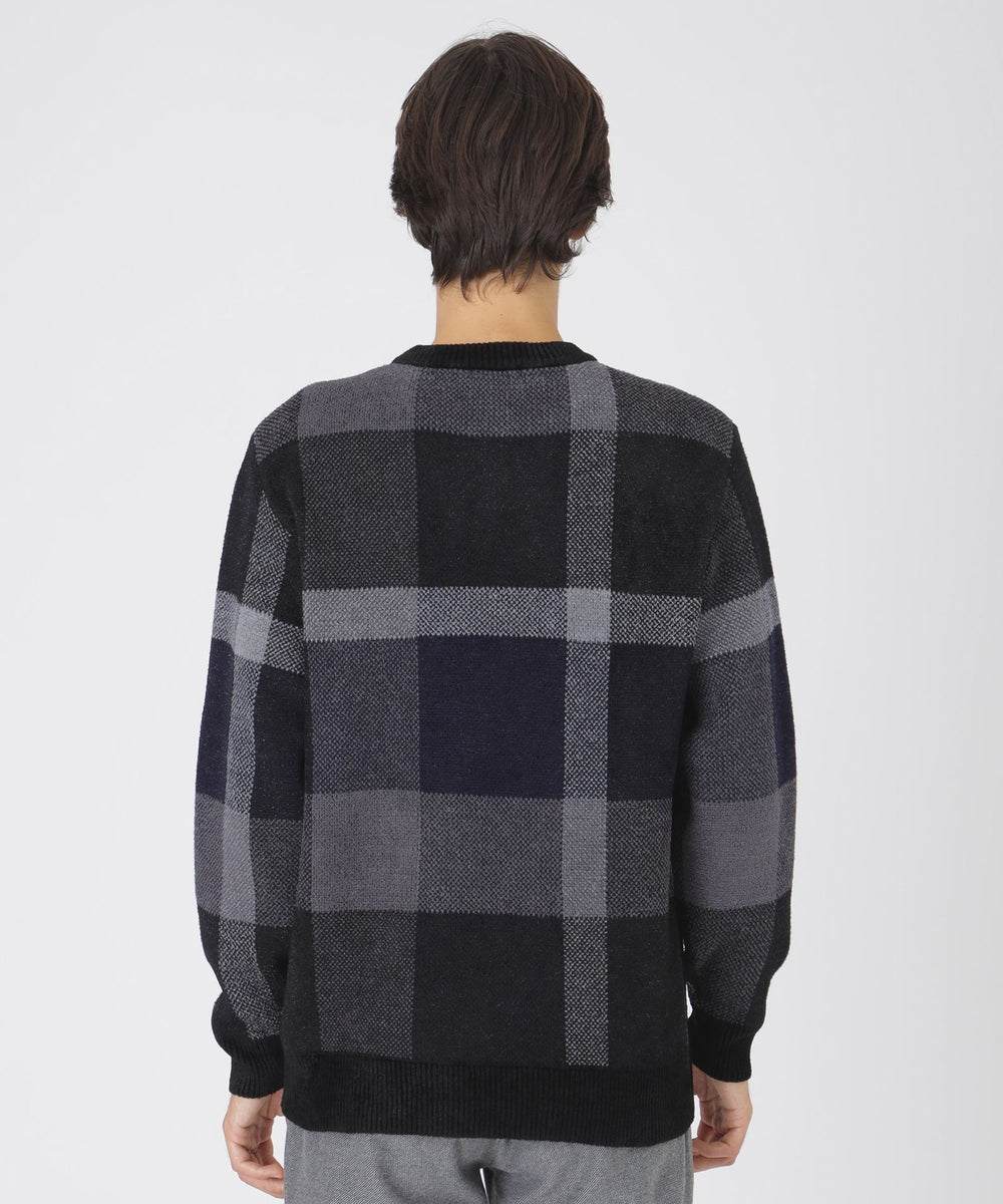 フェザークレストブリッジチェックニット（ニットウェア）｜BLACK