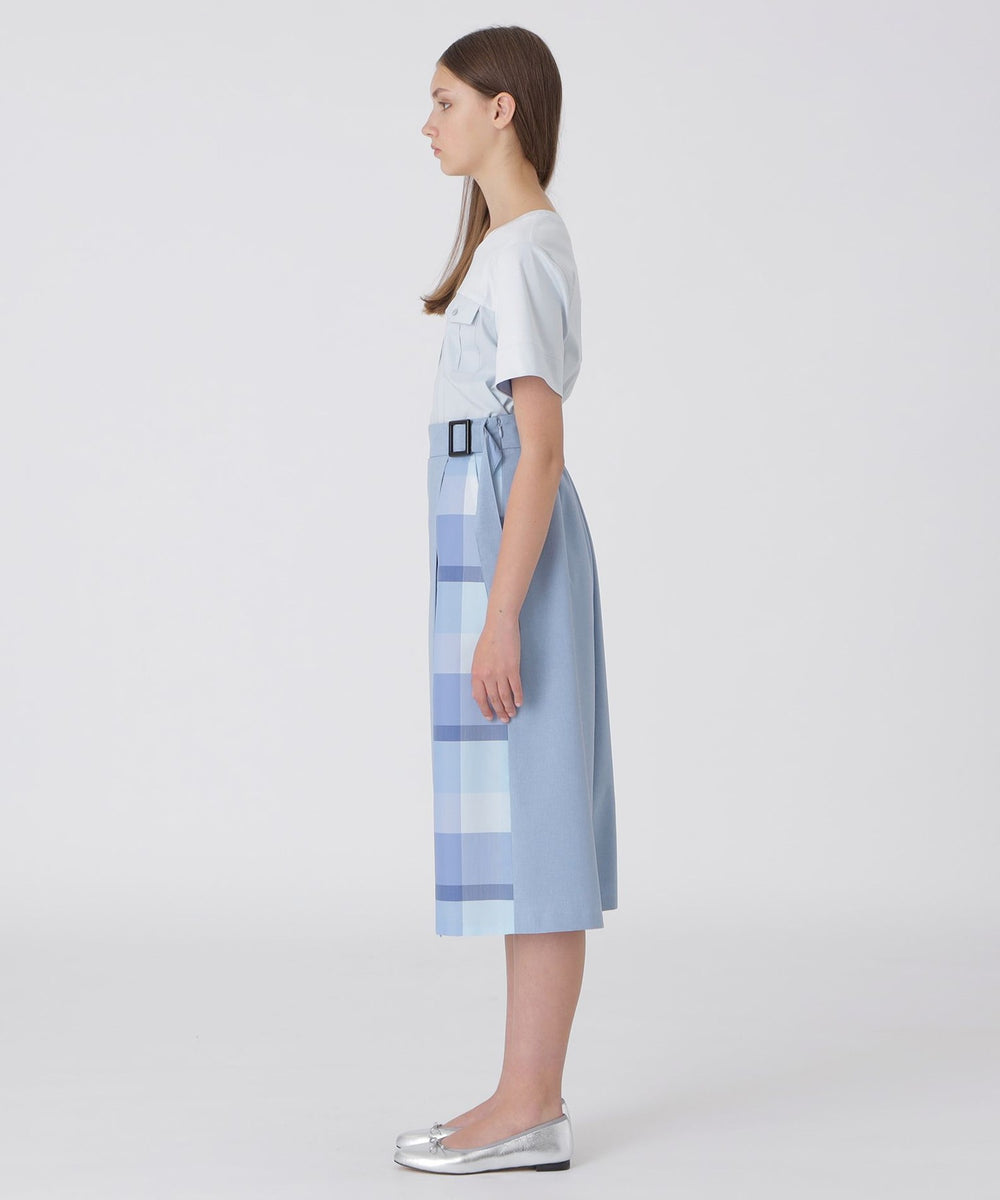 ハイカウントナノパーシャルチェックガウチョパンツ（パンツ）｜BLUE