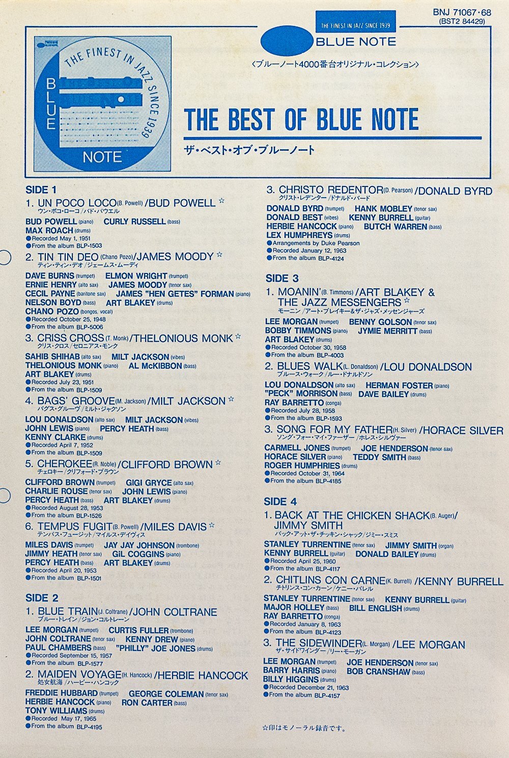 ザ・ベスト・オブ・ブルーノート（2枚組）｜🔴レコード/ジャズ-BLUE