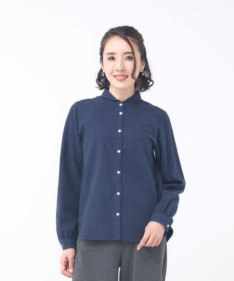 レディース ドットドビー ショールカラー ブラウス通販 [0301-55123